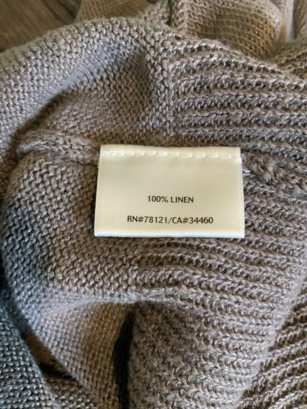 Eileen Fisher Gray Linen Thin Knit Open Front Cardigan, Size S